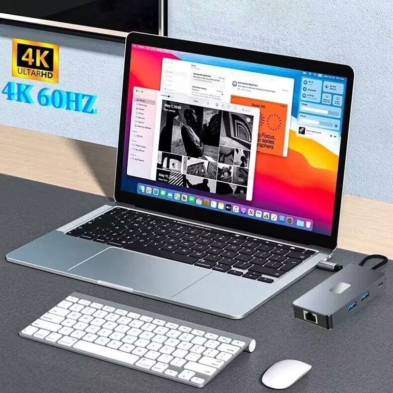 8-In-1 Multiport Adaptörü USB-C Hub HDMI ile 3 USB3.0 RJ45 ve PD Çıktısı 5-8 Port