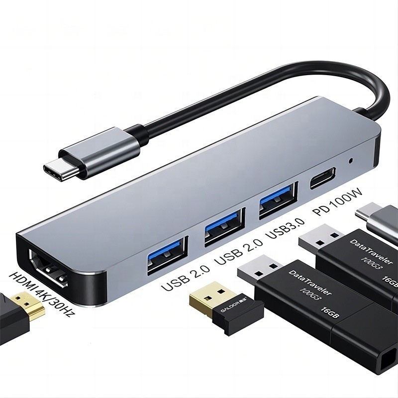 Macbook OEM / ODM için özelleştirilmiş 6 İçin 1 USB C Tipi C Hub To 4K HDMI ve USB 3.0