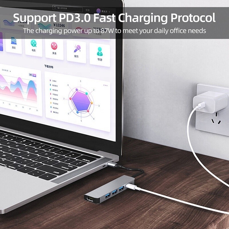Macbook OEM / ODM için özelleştirilmiş 6 İçin 1 USB C Tipi C Hub To 4K HDMI ve USB 3.0