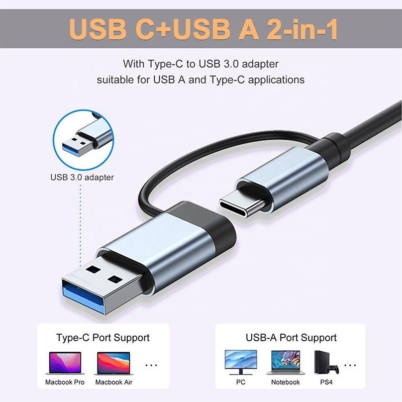 USB A/C Girdi USB 3.0 Tip C SD/TF Kart Okuyucu ile Çoklu Port Adaptörü Doklama İstasyonu