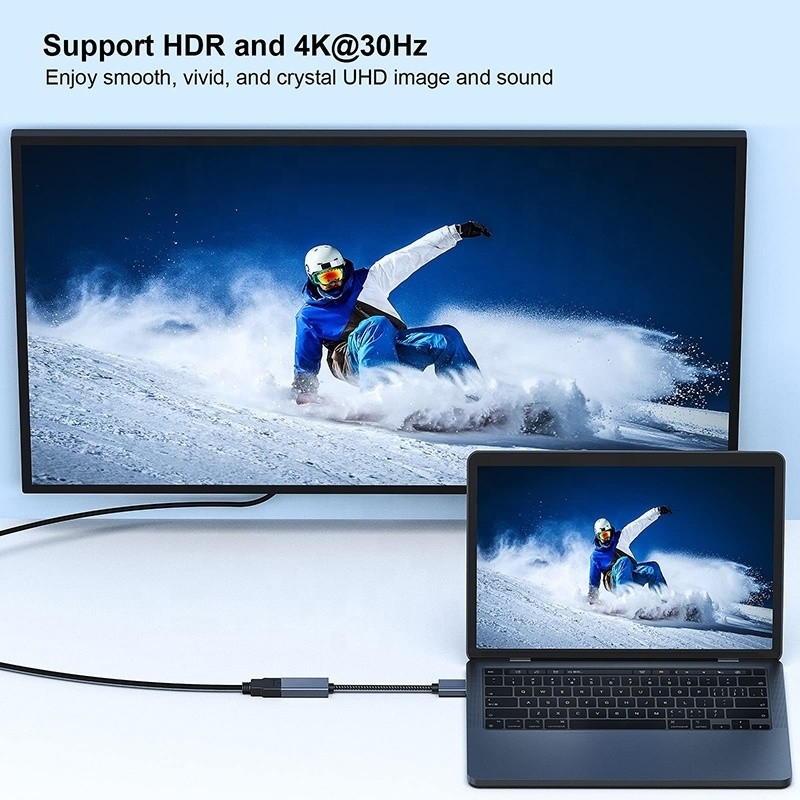 4K Çözünürlük USB C Hub Displayport HDMI Adaptör Kablosu Erkeğe Kadına 1080P 4K30Hz 4K60Hz