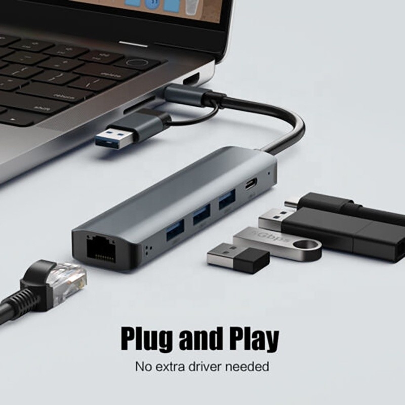 12-in-1 Multiport Adaptörü USB C Hub Doklama İstasyonu USB 3.1 Arayüzü ve RJ45 Gigabit Ethernet ile