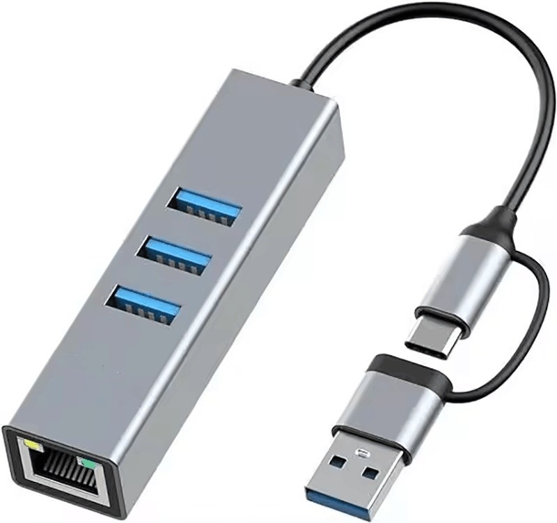 USB Tipi-C Ethernet Adaptörü 14 USB Port 1000 Mbit/s Gigabit RJ45 LAN Hub
