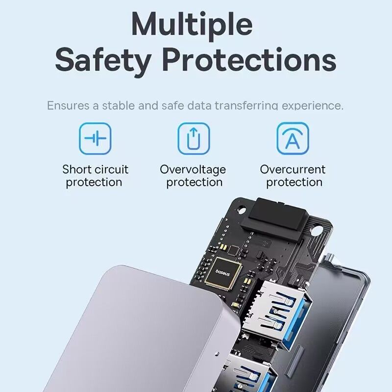 Yüksek Hızlı 4 Port USB 3.0 HUB 5Gbps USB C PC Mac dizüstü bilgisayar için güç adaptörü ile taşınabilir