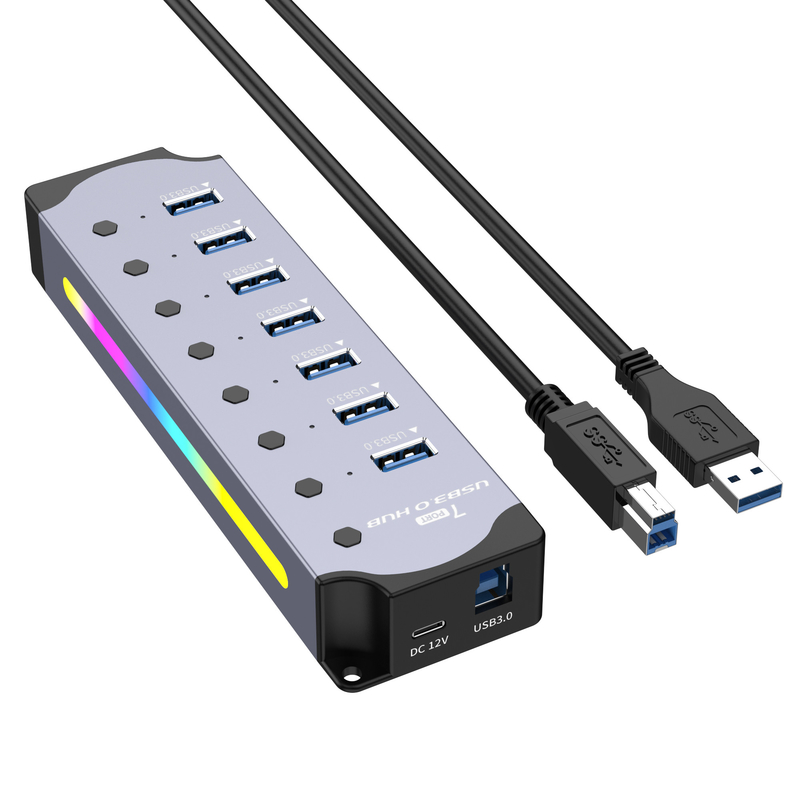 Özelleştirilmiş Logo Kabul Hızlı USB 3.0 Hub 7 Port ve Alüminyum Alaşım Tasarımı ile