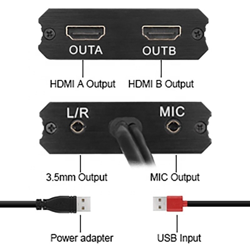 Laptop monitörü için kalkansız USB 3.0 Çift HDMI x2 Çıkış Ses Değiştiricisi Değiştiricisi