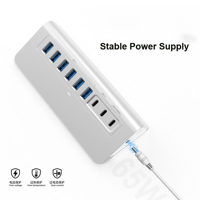 10 Port USB C Hub Portatif USB C Hub Tipi C'ye 4 USB A Portları Tablet PC için