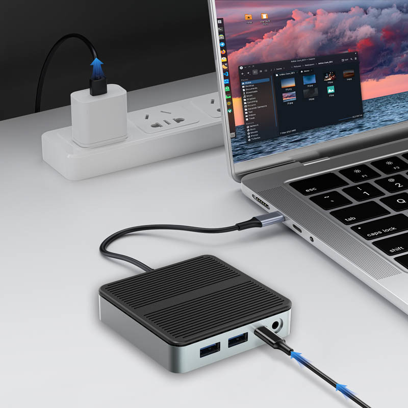 9 In 1 Hdmi Adaptörüne Hızlı Veri Aktarımı USB 3.0 Port Hub Tip C Port