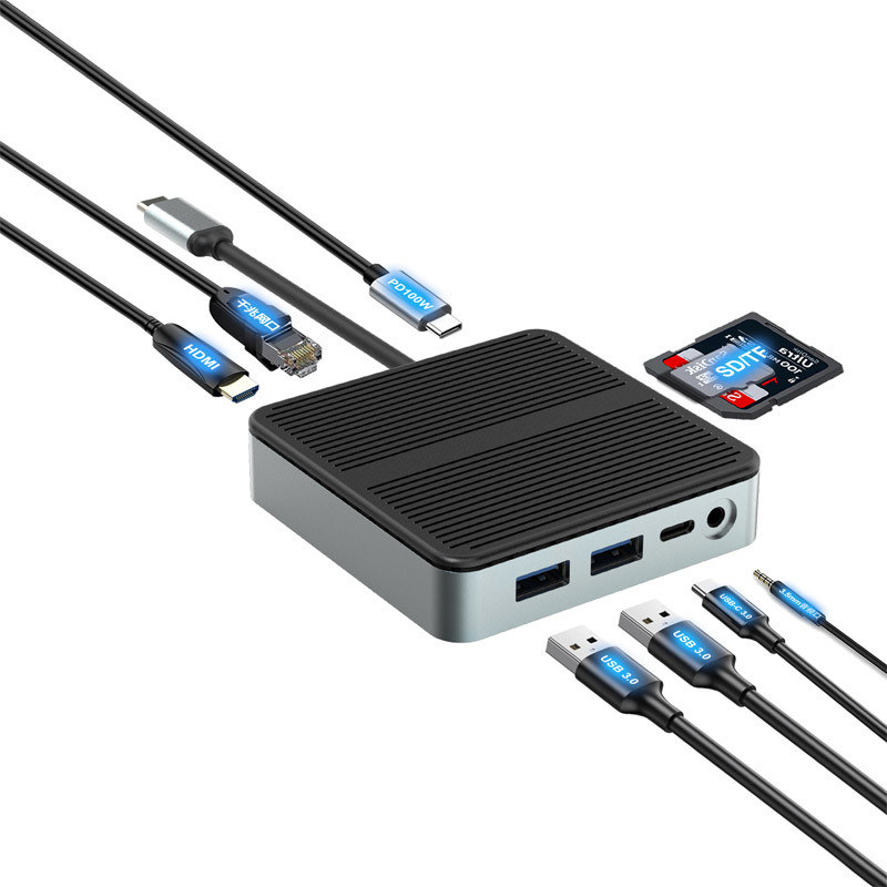 9 In 1 Hdmi Adaptörüne Hızlı Veri Aktarımı USB 3.0 Port Hub Tip C Port