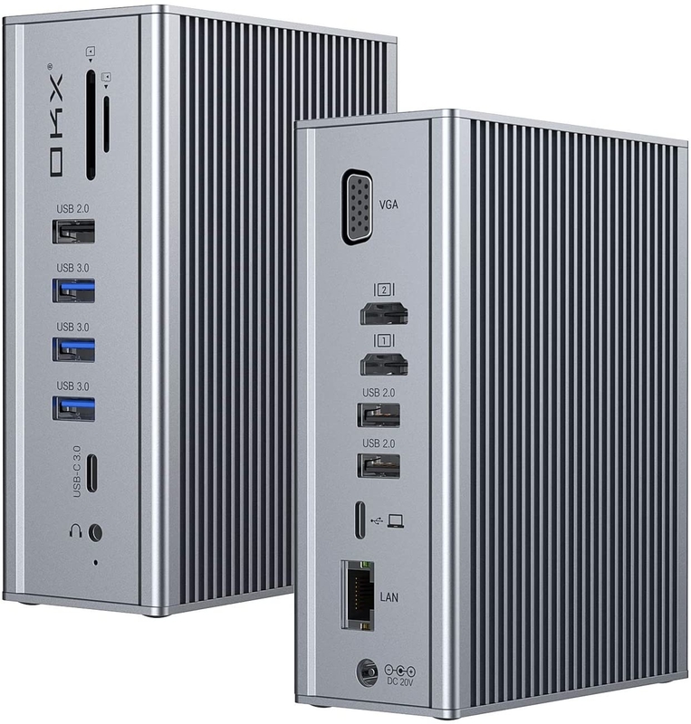 MST desteği ile dizüstü bilgisayar doklama istasyonu USB C Çift HD 4K 16-In-1 doklama istasyonu