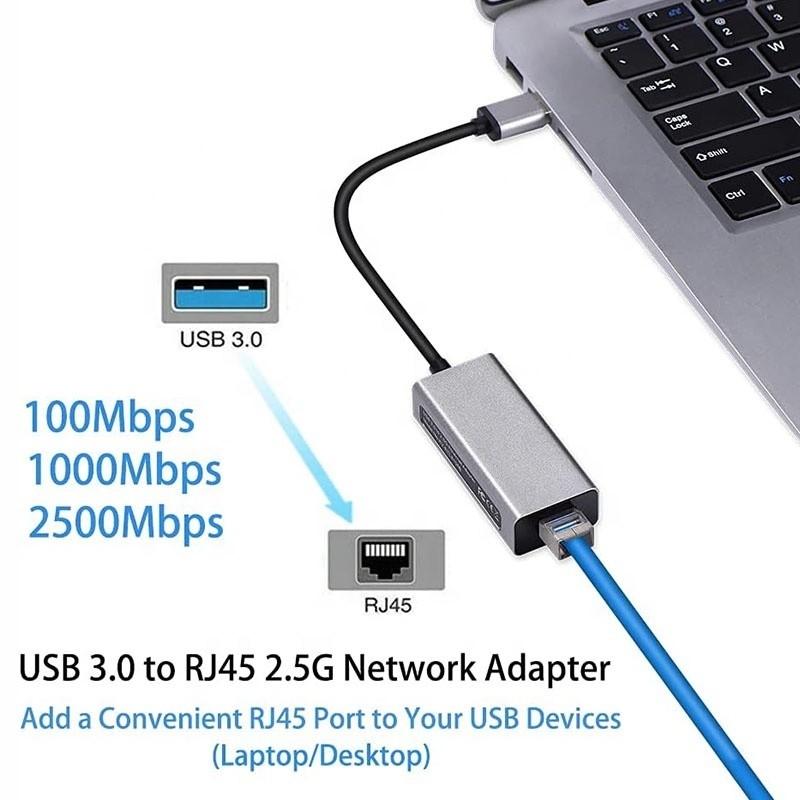 2500Mbps Süper Hız 2.5G USB 3.0 Ağ Kartı Adaptörü 2.5G Gigabit Ethernet ile