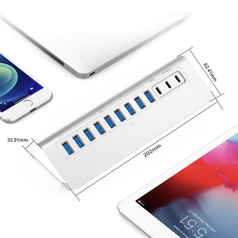 Dizüstü bilgisayar USB C Port Hub USB Yüksek Hızlı 3.1 Hub USB C Şarj Hub