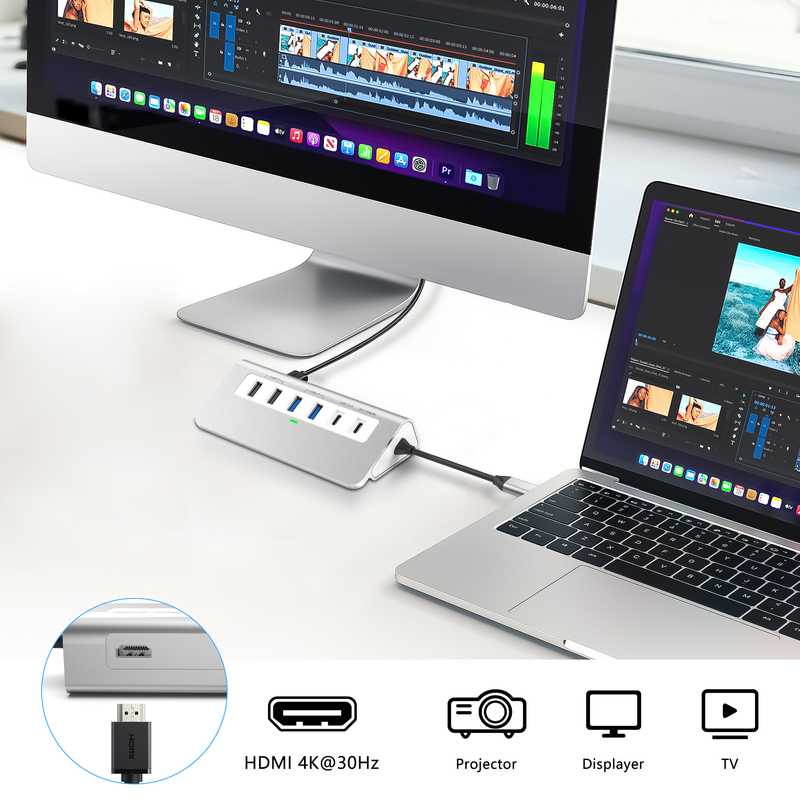 Ek Özellikler Kullanıcı Kılavuzu ve Kompakt Tasarımı İçerilen 9 in 1 USB-C Doklama İstasyonu