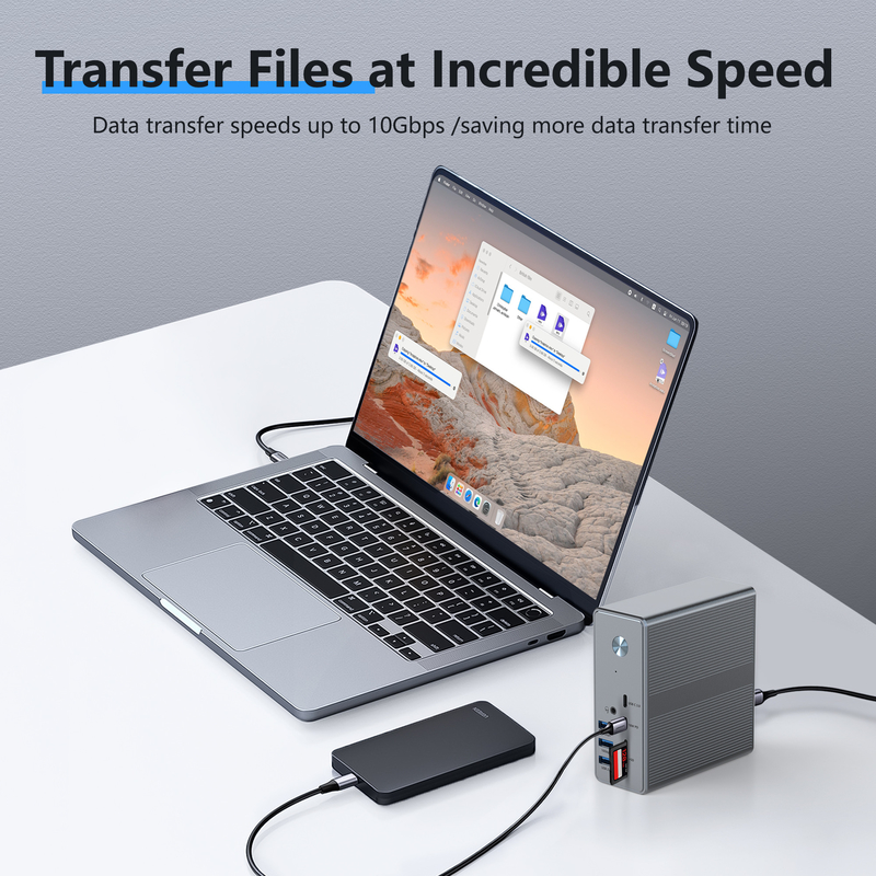 18 in 1 USB-C Doklama İstasyonu Yüksek çözünürlük 4K'ye kadar Ekran Bağlantısı Genişletme Modu ile