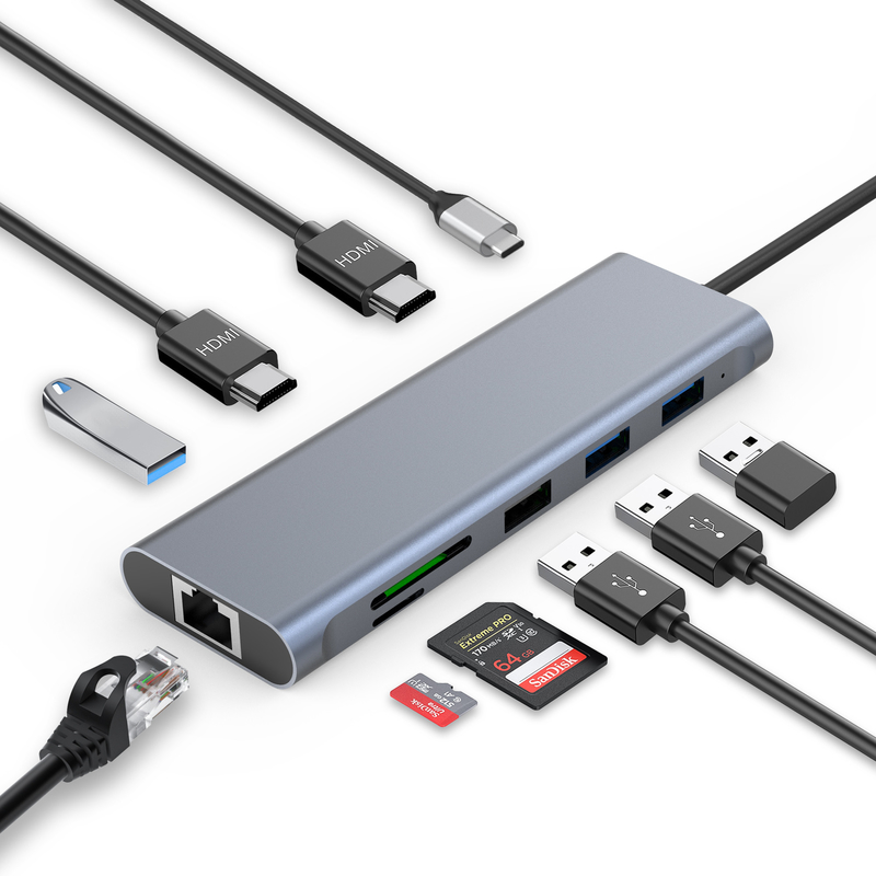 C Tipi USB Multi Port Hub USB Tip-C Adaptörü USB 3.0 Portları ve RU6A-H2