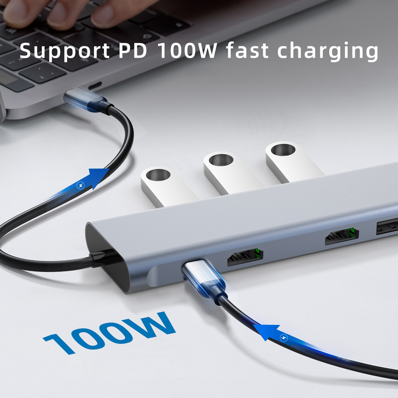 C Tipi USB Multi Port Hub USB Tip-C Adaptörü USB 3.0 Portları ve RU6A-H2