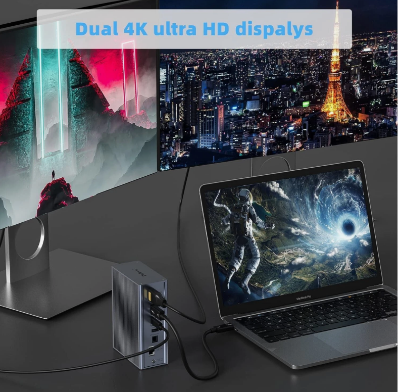 16'da 1 Thunderbolt 3 Doklama İstasyonu 40Gbps Hız DP1.4 Çıkış ve 65W PD Şarj