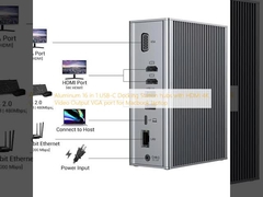 Macbook dizüstü bilgisayarı için HDMI 4K Video Çıktısı VGA portu ile 16'da 1 Alüminyum USB-C Doklama İstasyonu merkezleri